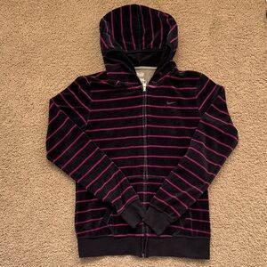 Nike Blue and Pink Stripe Hoodie (Medium)